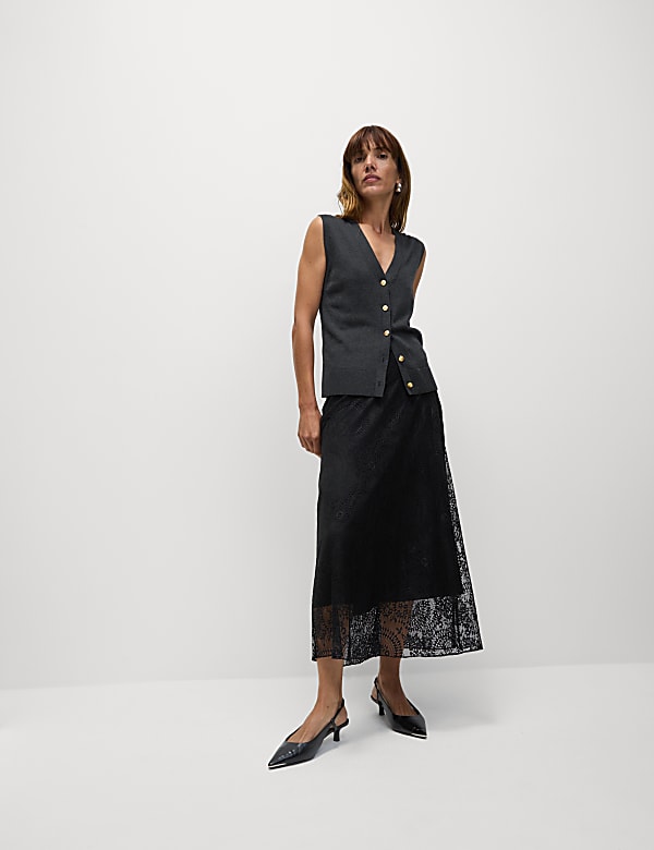 Lace Maxi Skirt with Cotton