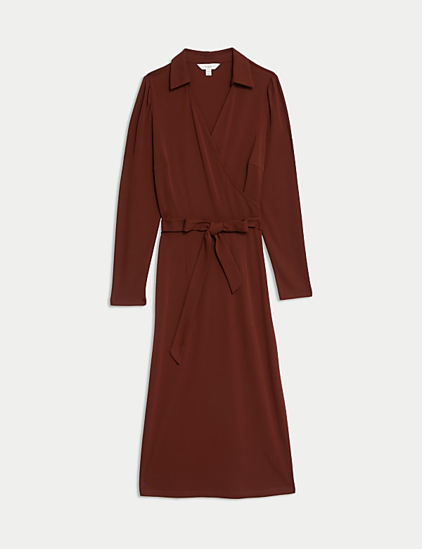 שמלת מעטפת באורך מידקסי בגזרה ישרה וצמודה מבד ג'רסי עם צווארון - IL