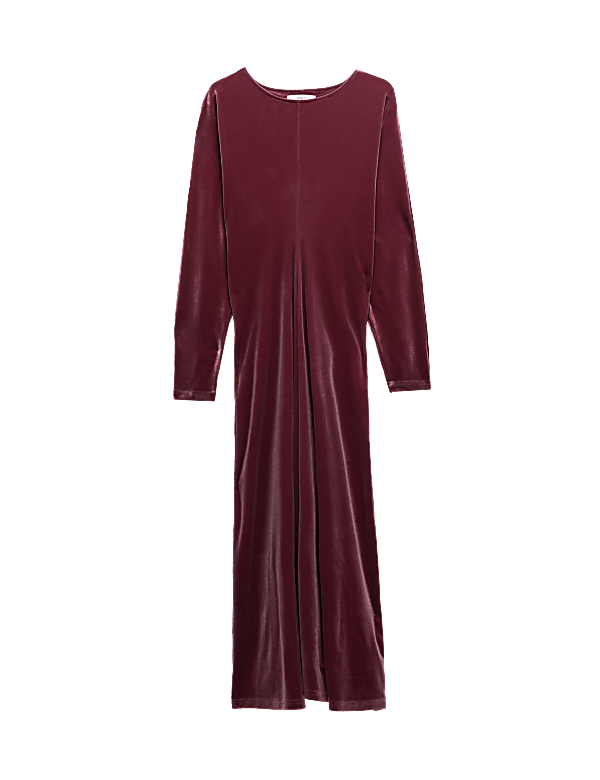 Velvet Round Neck Midaxi Column Dress