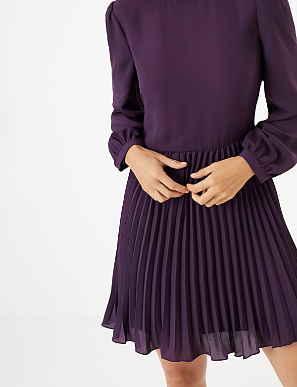 Chiffon Pleated Waisted Mini Dress
