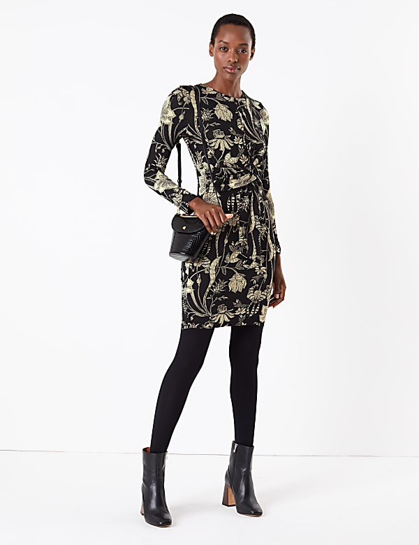 Jersey Floral Print Bodycon Dress