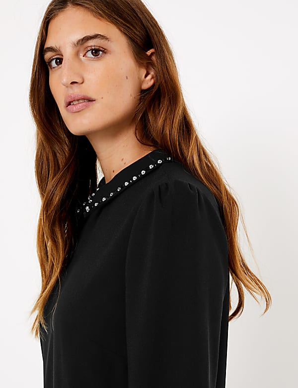 Crepe Collared Neck Shift Dress