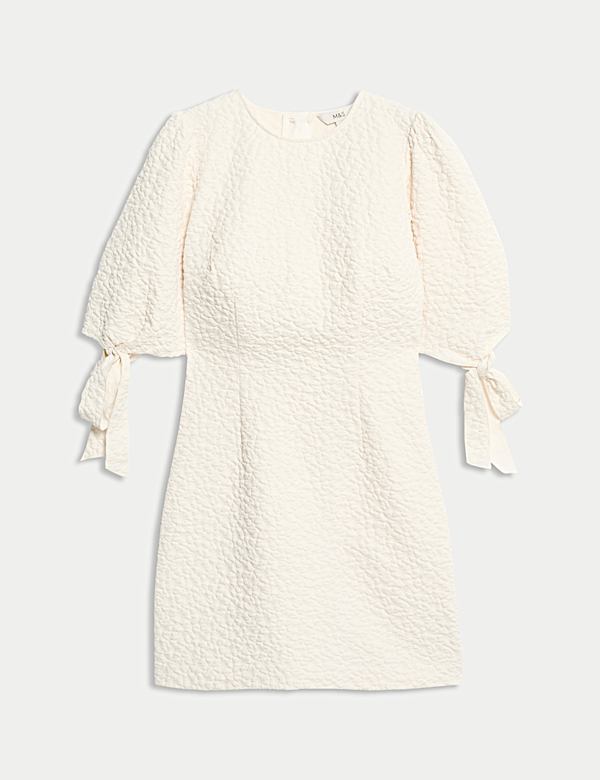 Μίνι ζακάρ ίσιο φόρεμα με λεπτομέρεια με δέσιμο - GR