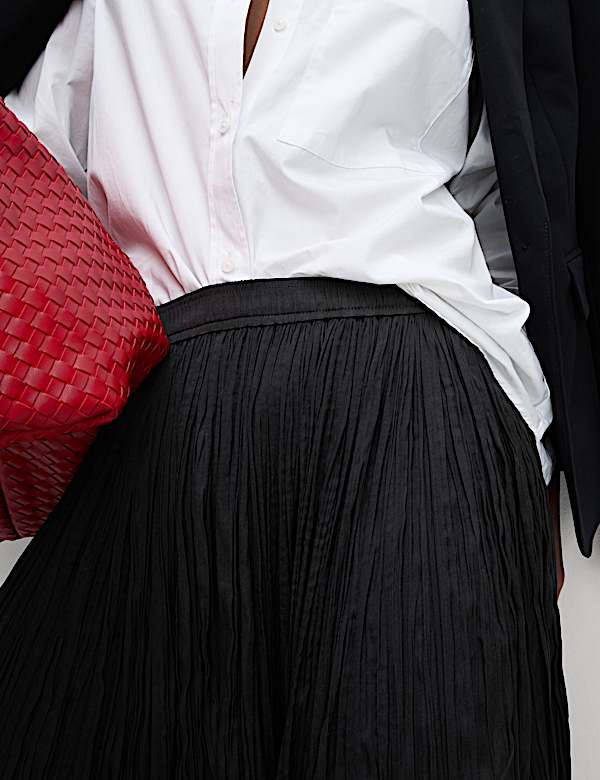 Falda estilo combinación a media pierna plisada y texturizada - ES