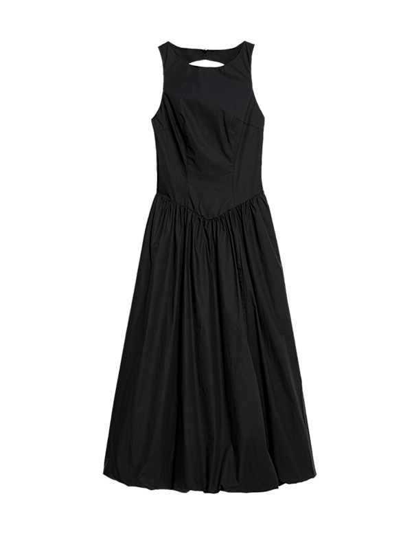 Pure Cotton Bubble Hem Midaxi Dress