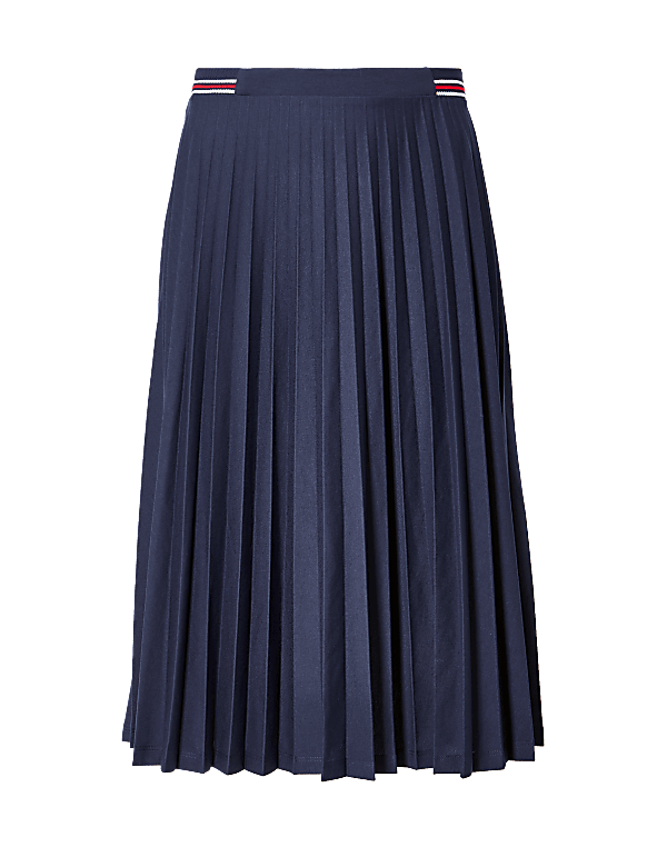 Jersey Pleated Midi Skirt