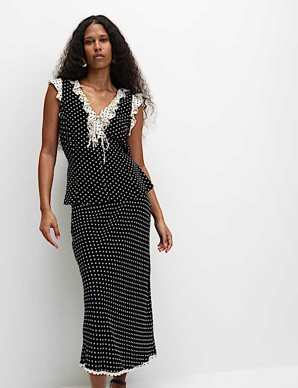 Πουά μίντι μάξι φούστα σε γραμμή Α - GR