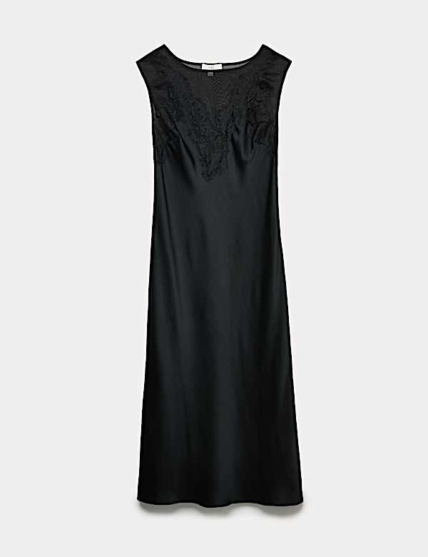 Satin Lace Midaxi Slip Dress - AU