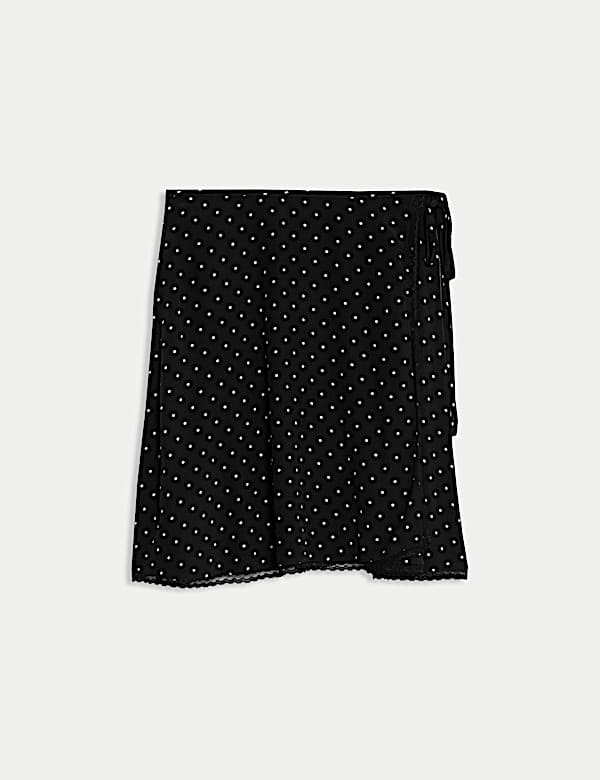 Soft Polka Dot High Waisted Mini Wrap Skirt - LT