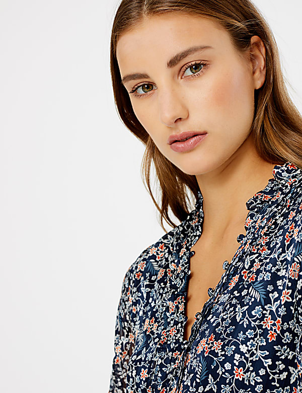 Floral Shirred Waist Jumpsuit