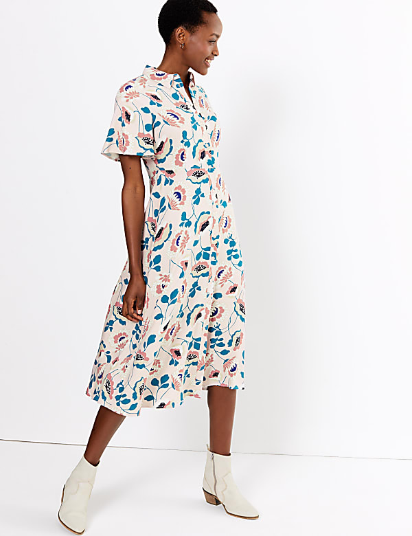 Floral Midaxi Shirt Dress