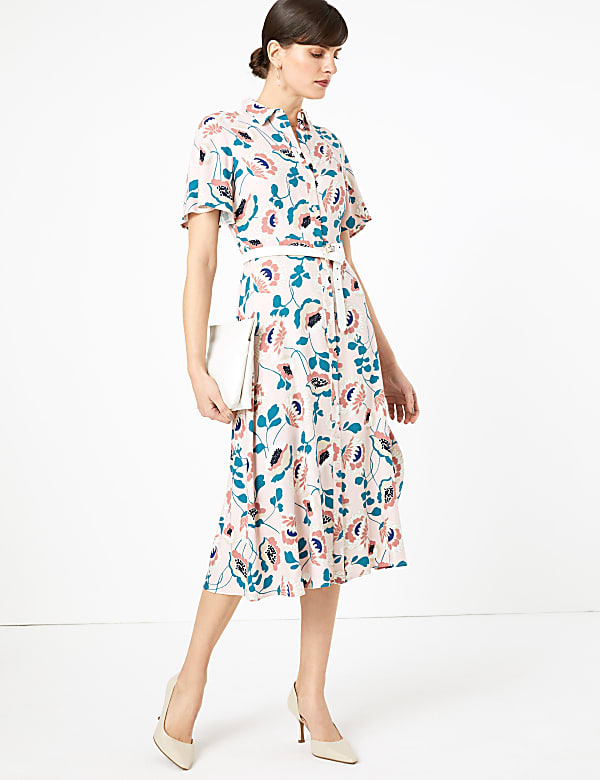 Floral Midaxi Shirt Dress