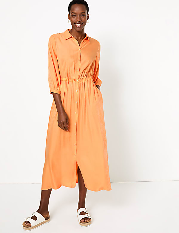 Buy Midi Waisted Shirt Dress at Marks Spencer