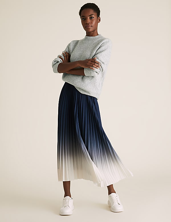 Pleated Midi A-Line Skirt