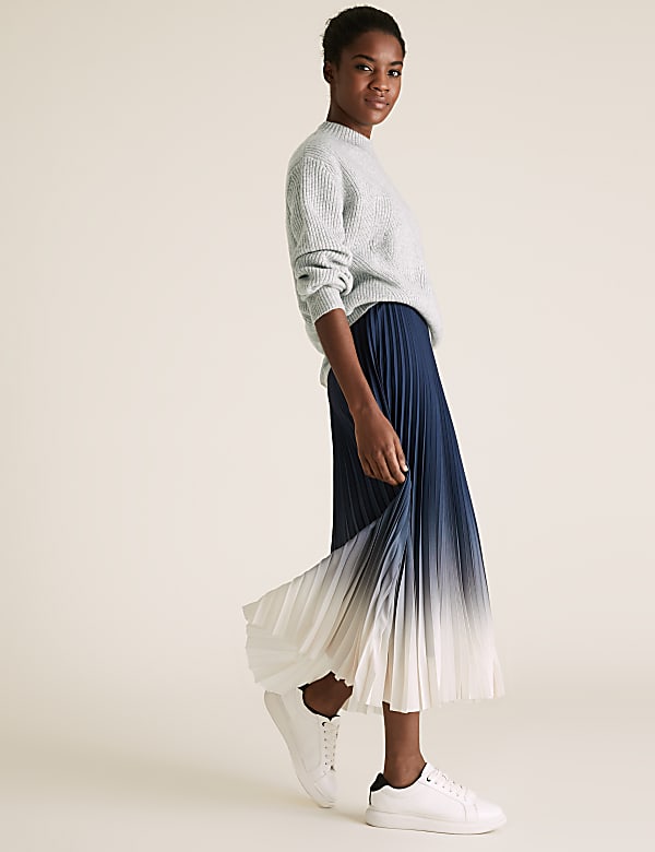 Pleated Midi A-Line Skirt