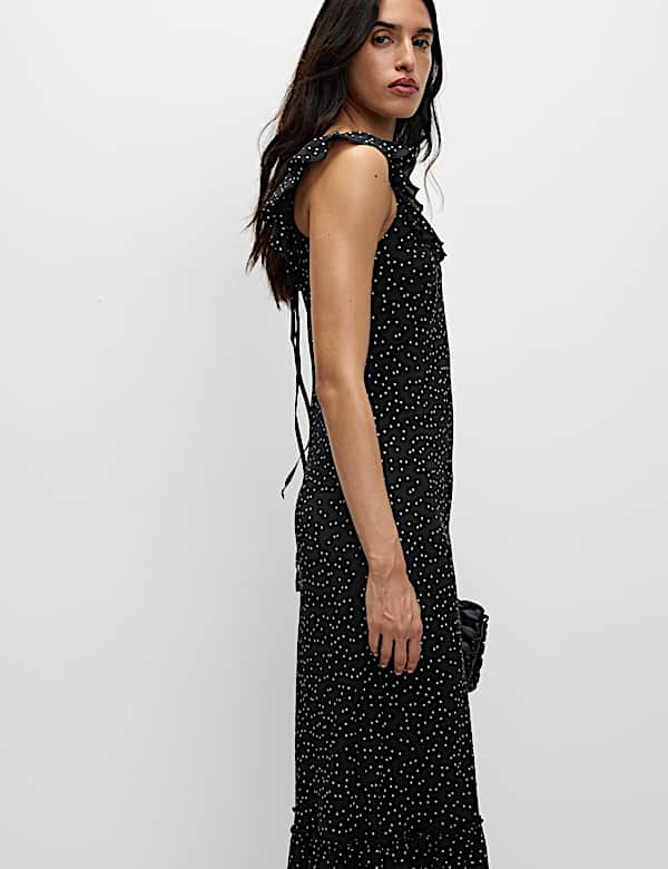 Floral Ruffle Midi Tiered Dress - US