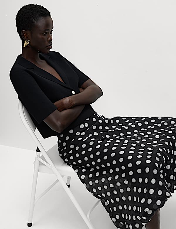 Lyocell Rich Polka Dot Midaxi A-Line Skirt - HR