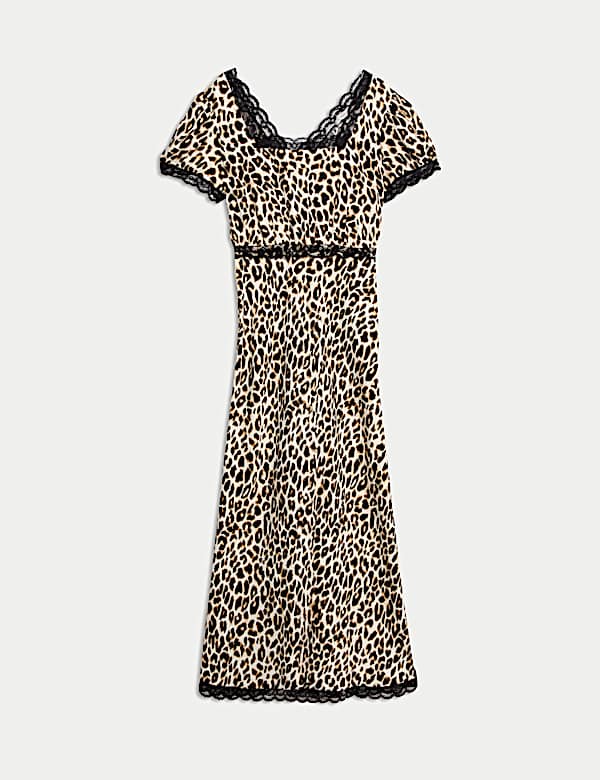 Lyocell Blend Leopard Print Square Neck Midaxi Tea Dress - UA