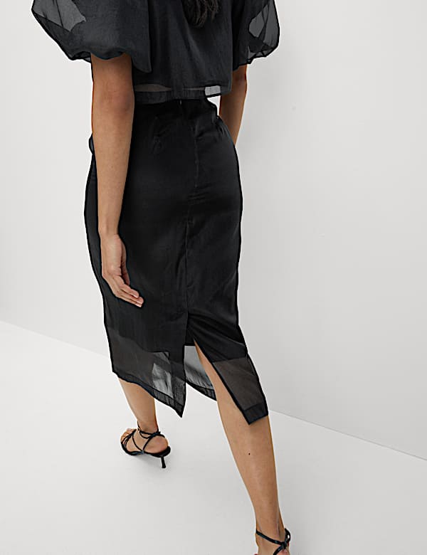 Organza Floral Midi Pencil Skirt - LT