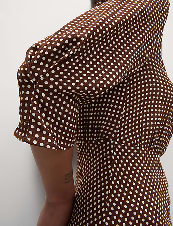 Round Neck Spot Print Midaxi Tea Dress