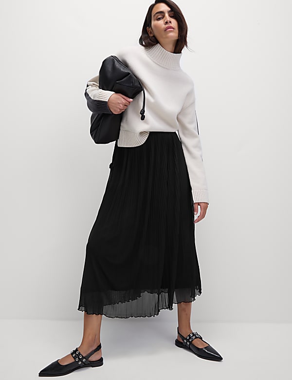 Jersey Pleated Midaxi Slip Skirt - BE
