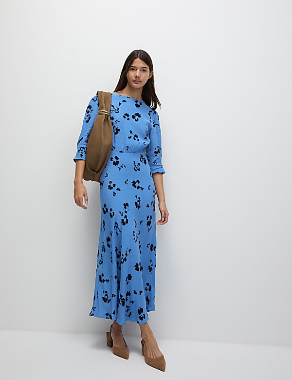 Floral Round Neck Midaxi Tea Dress