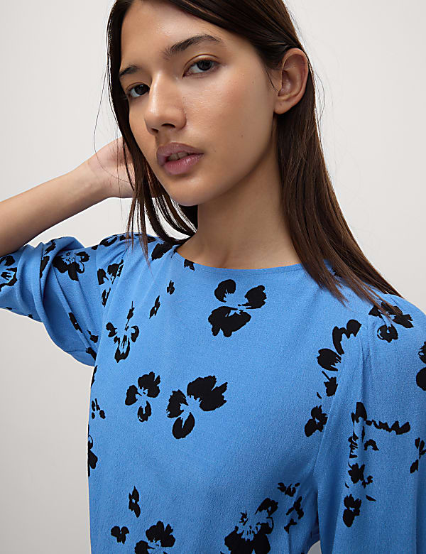 Floral Round Neck Midaxi Tea Dress