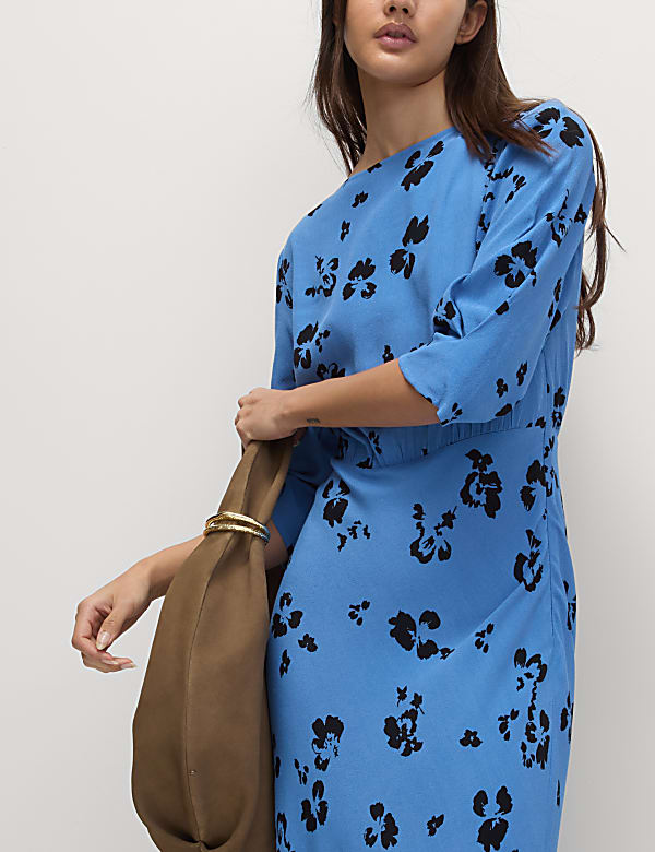 Floral Round Neck Midaxi Tea Dress