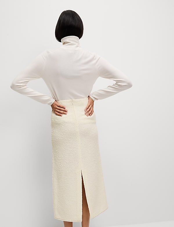 Spódnica o kroju A midaxi z rozcięciem z tyłu, tkanina pętelkowa z wełną - PL