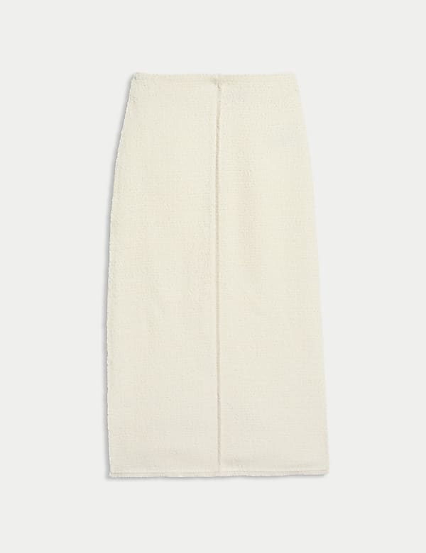 Spódnica o kroju A midaxi z rozcięciem z tyłu, tkanina pętelkowa z wełną - PL