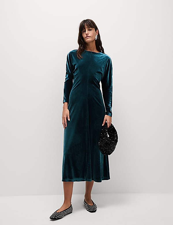 Velvet Round Neck Midaxi Dress - AU