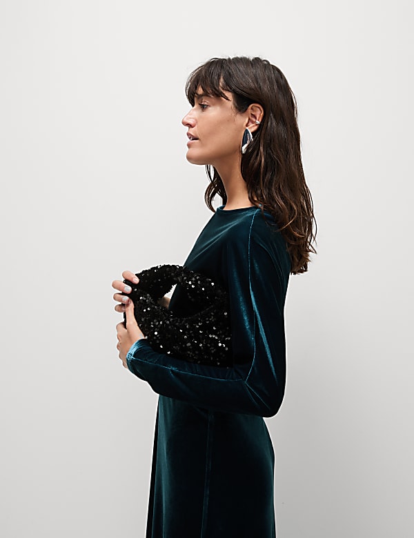 Velvet Round Neck Midaxi Dress - AU