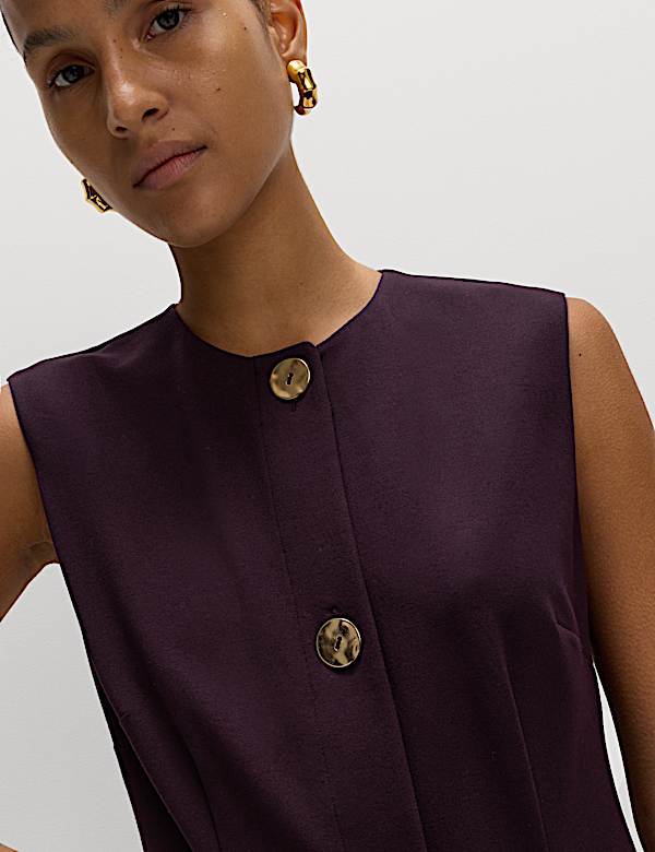 Button Detail Mini Shift Dress