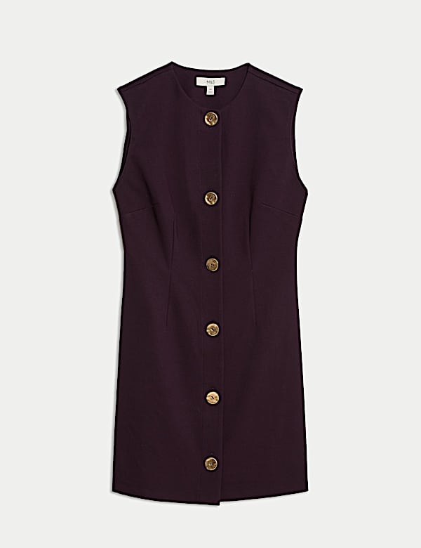 Button Detail Mini Shift Dress - BE