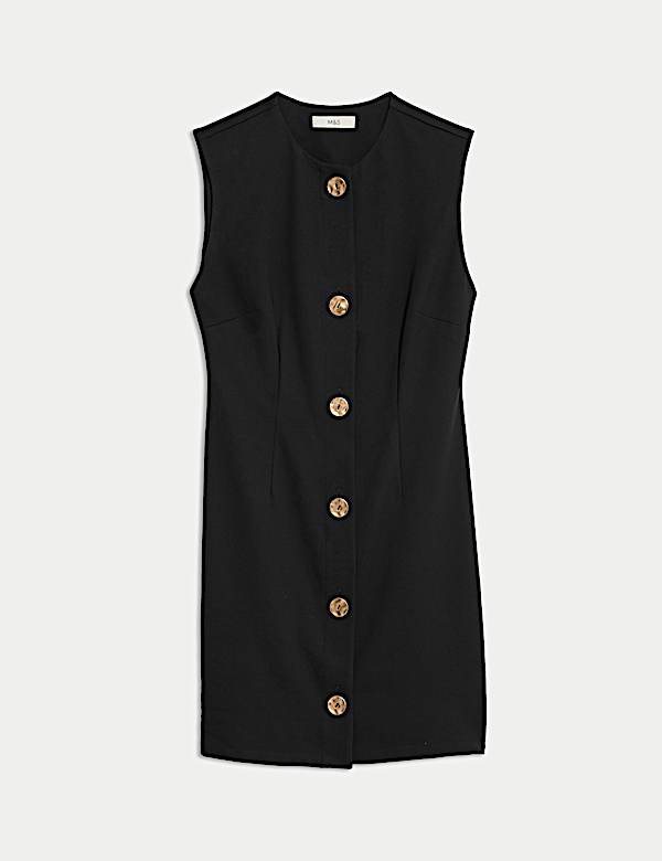 Button Detail Mini Shift Dress - US