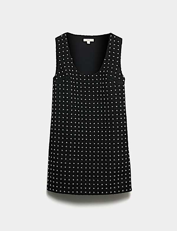 Embellished Mini Shift Dress - CA