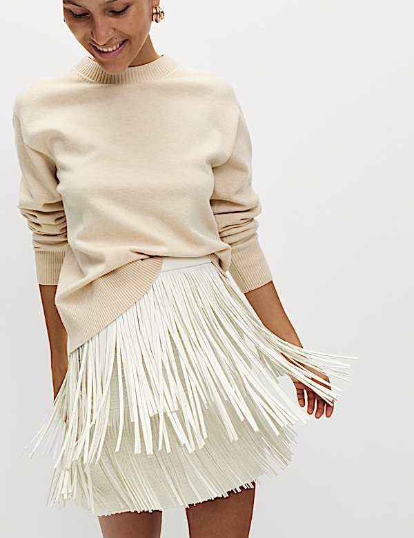 Fringe High Waisted Mini Skirt