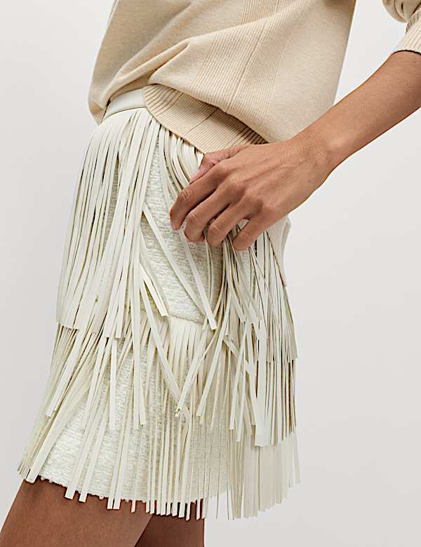 Fringe High Waisted Mini Skirt