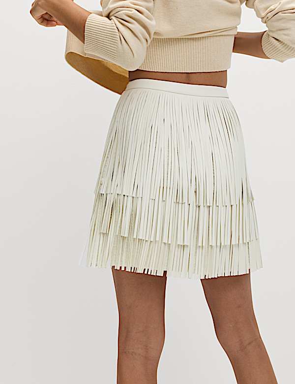Fringe High Waisted Mini Skirt