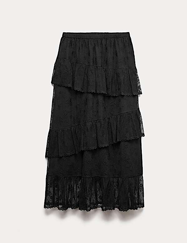 חצאית תחרה מדורגת באורך מקסי - IL