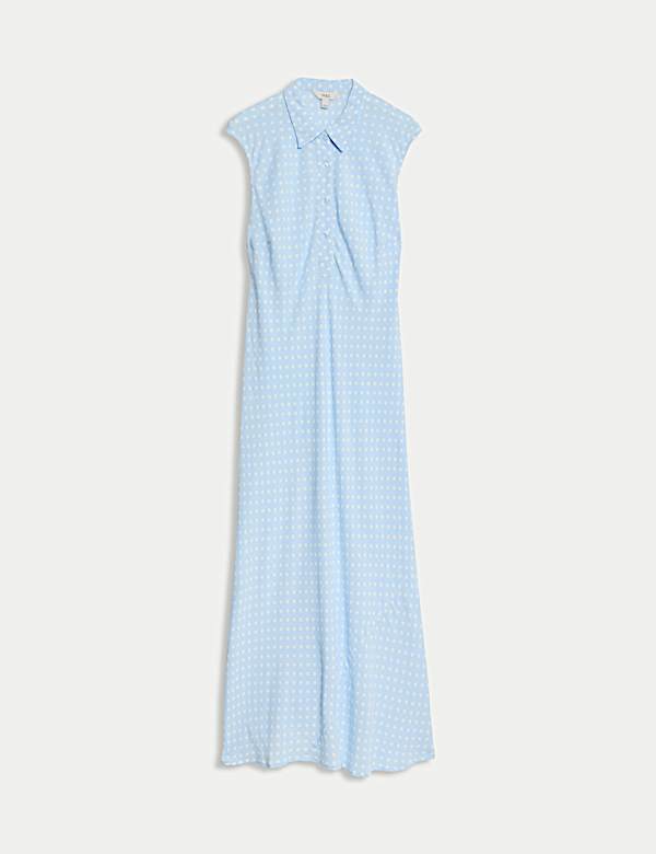 Polka Dot Maxi Shirt Dress - JE