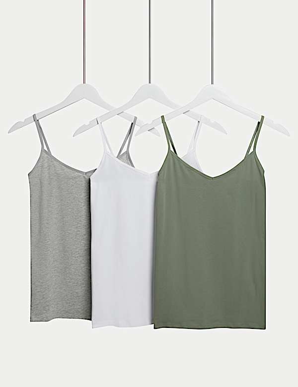 3pk Cotton Rich Strappy Vests - VN
