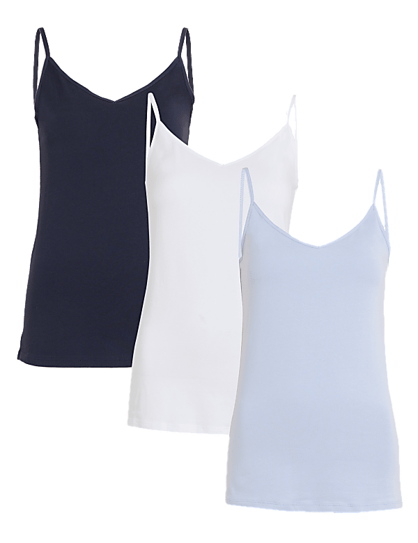 3pk Cotton Rich Strappy Vests