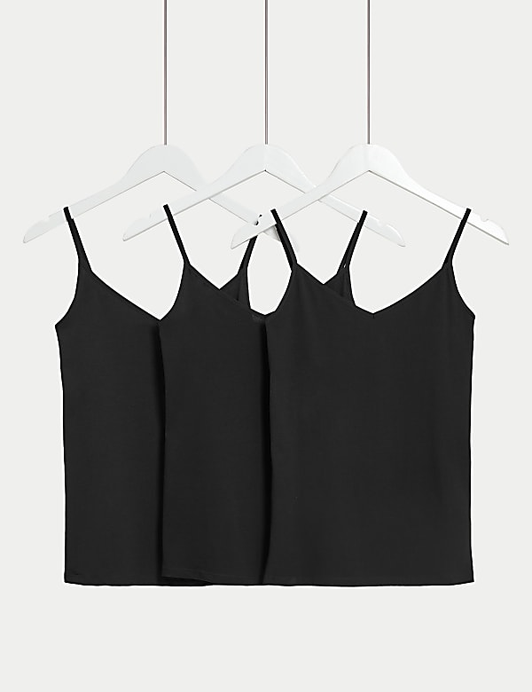 3pk Cotton Rich Strappy Vests - US