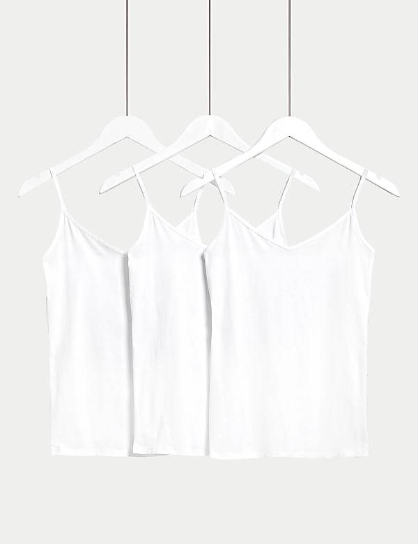 3pk Cotton Rich Strappy Vests - CZ