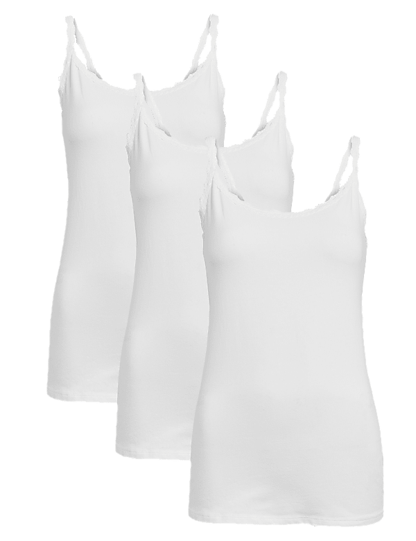 3pk Cotton Rich Lace Trim Vests