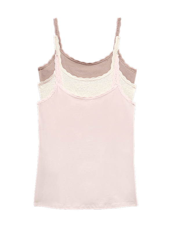3pk Cotton Rich Lace Trim Vests
