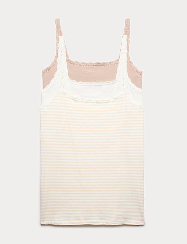 3pk Cotton Rich Lace Trim Vests