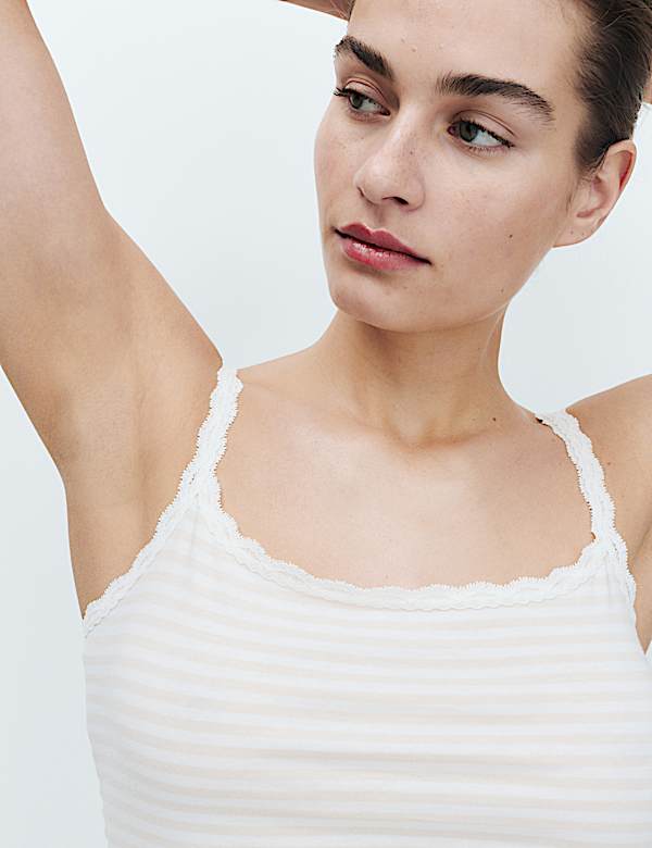 3pk Cotton Rich Lace Trim Vests