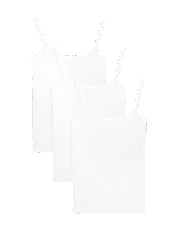 3pk Cotton Rich Lace Trim Vests